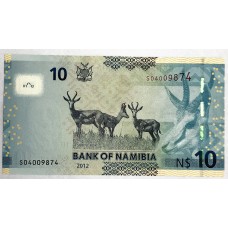 NAMIBIA 2012 . TEN 10 NAMIBIA DOLLARS BANKNOTE